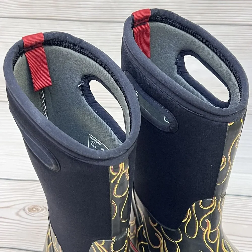 Bogs Boots Classic Flame Waterproof Kids Sz 3 Youth Boys Winter Rain Snow -30° F